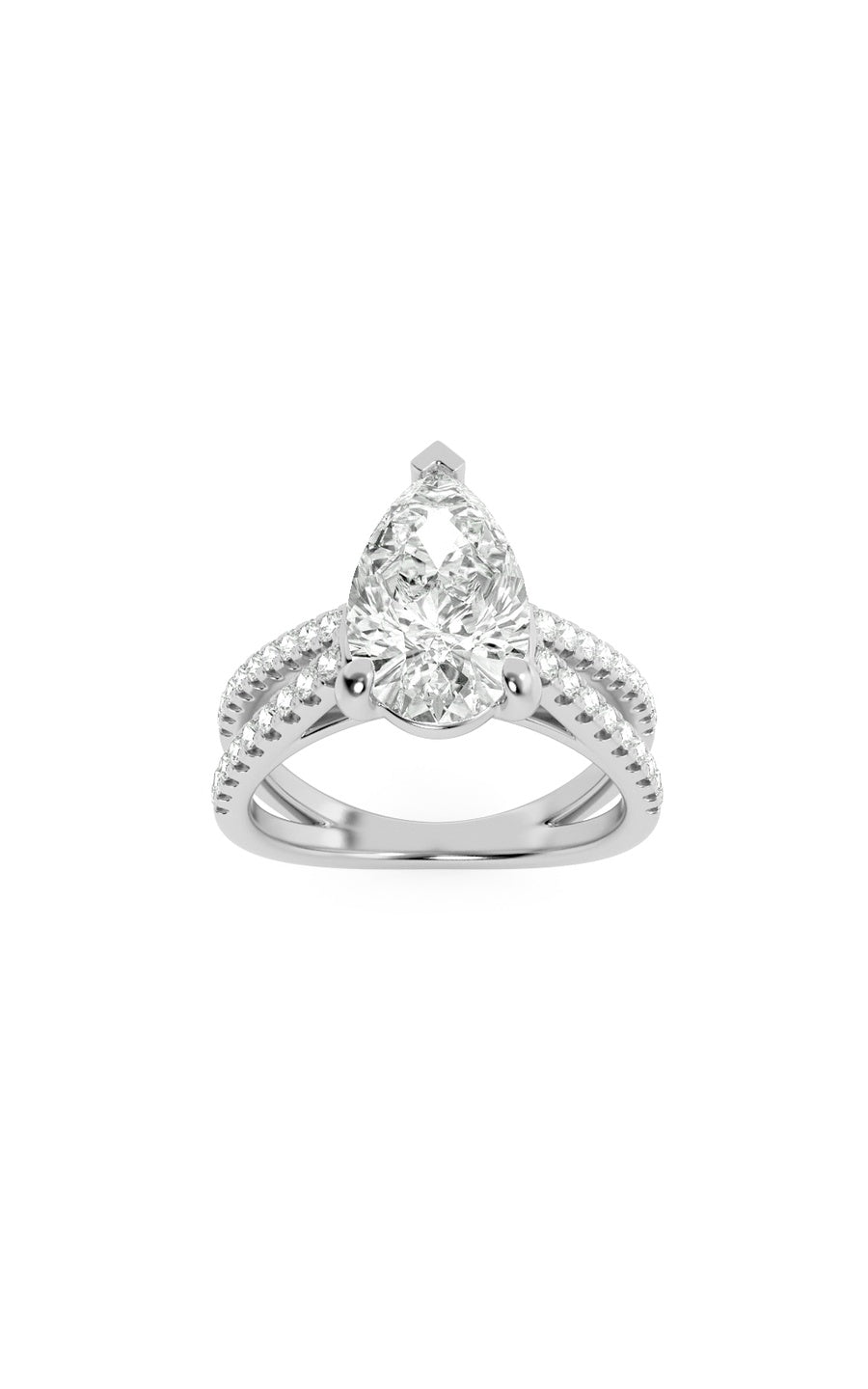 2Cttw Pear Shaped Lab Grown Diamond (F/VS) Cross Shank Accented Engagement Ring in 14K Gold