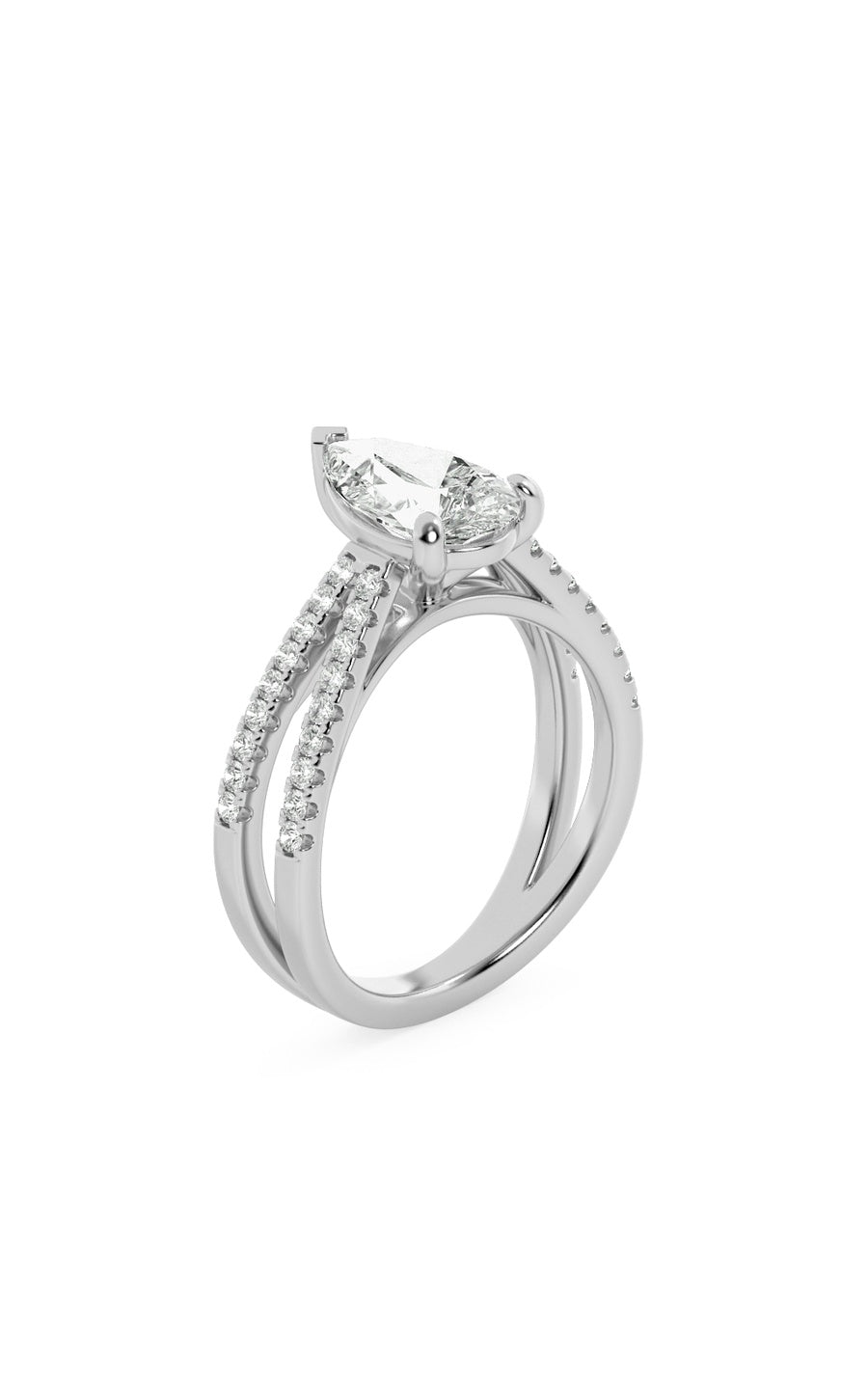 2Cttw Pear Shaped Lab Grown Diamond (F/VS) Cross Shank Accented Engagement Ring in 14K Gold