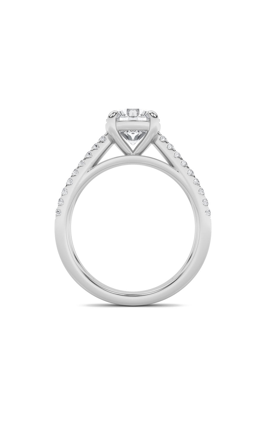 2Cttw Round Shaped Lab Grown Diamond (F/VS) CrossShank Accented Engagement Ring in 14K Gold