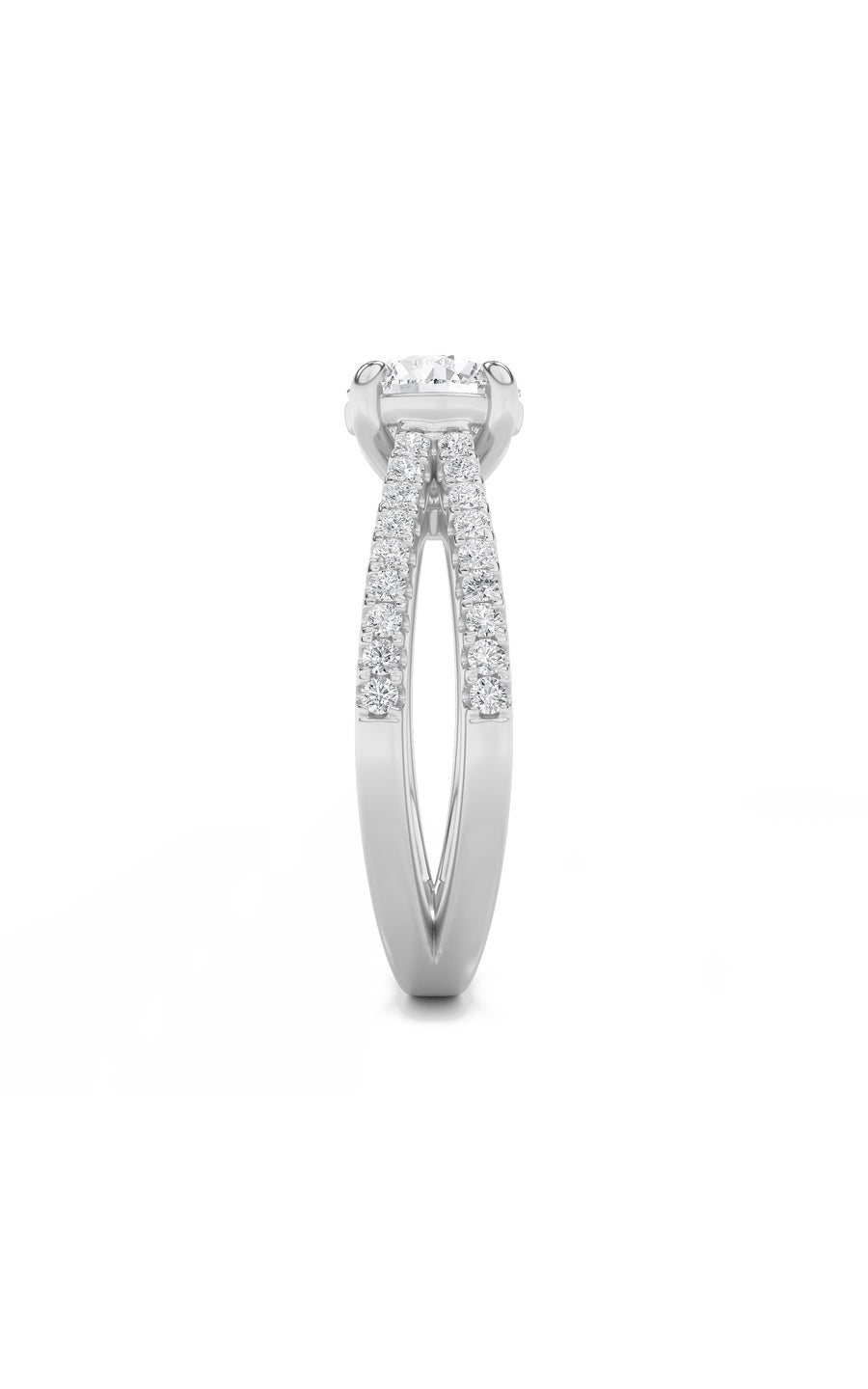 2Cttw Round Shaped Lab Grown Diamond (F/VS) CrossShank Accented Engagement Ring in 14K Gold