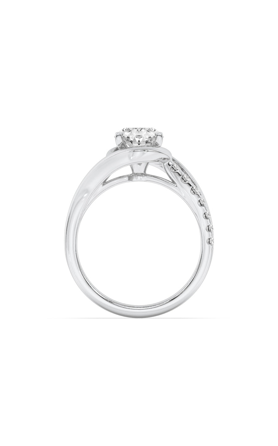 2Cttw Oval Shaped Lab Grown Diamond (G/VS) Swirl Shank Accented Engagement Ring in 14K Gold