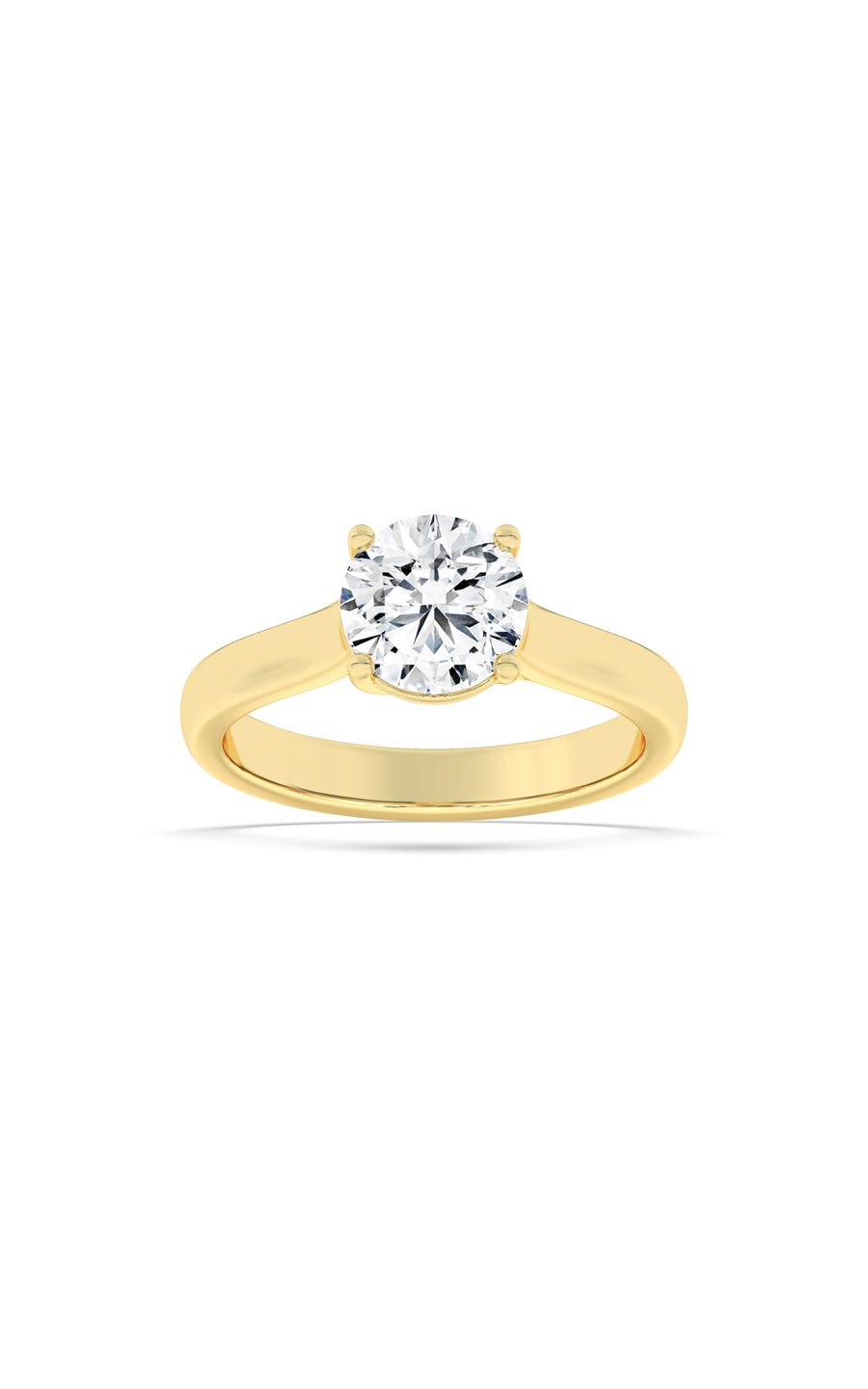 2Cttw Round Shaped Lab Grown Diamond (F/VS) PlainCathedral Trellis Shank Solitaire Engagement Ringin 14K Gold