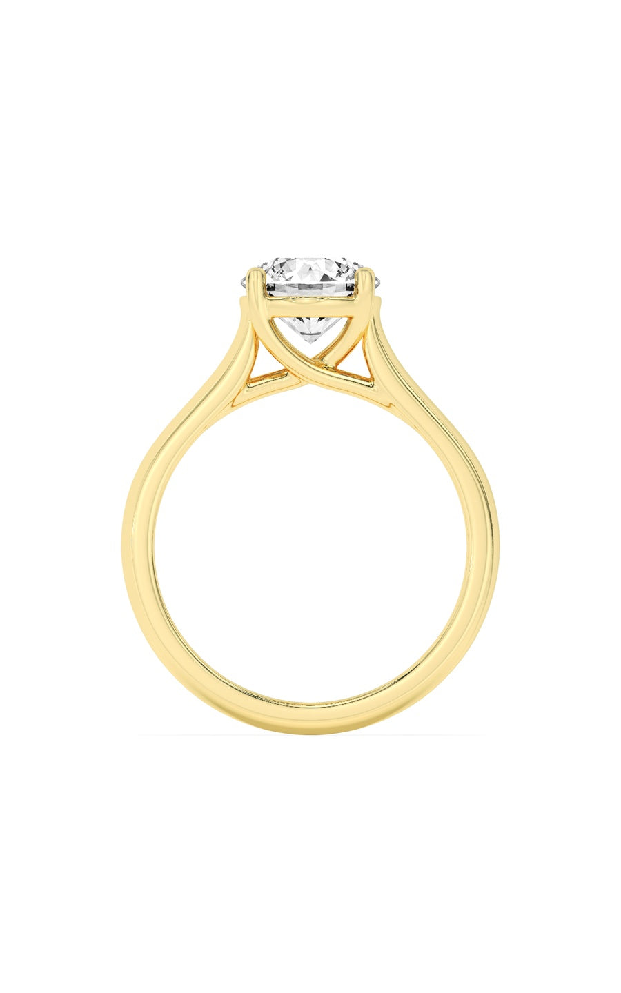2Cttw Round Shaped Lab Grown Diamond (F/VS) PlainCathedral Trellis Shank Solitaire Engagement Ringin 14K Gold