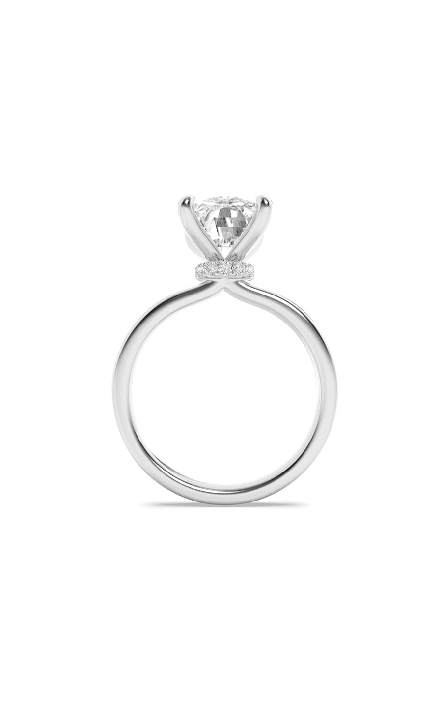 2Cttw Elongated Cushion Shaped Lab Grown Diamond (F/VS) Hidden Halo Plain Shank Engagement Ring in 14K Gold