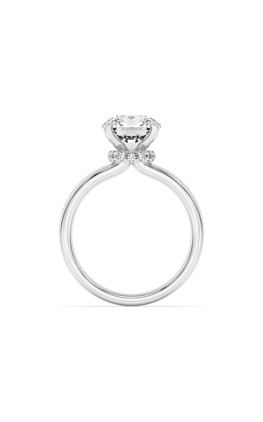 1Cttw Round Shaped Lab Grown Diamond (F/VS) HiddenHalo Plain Shank Engagement Ring in 14K Gold