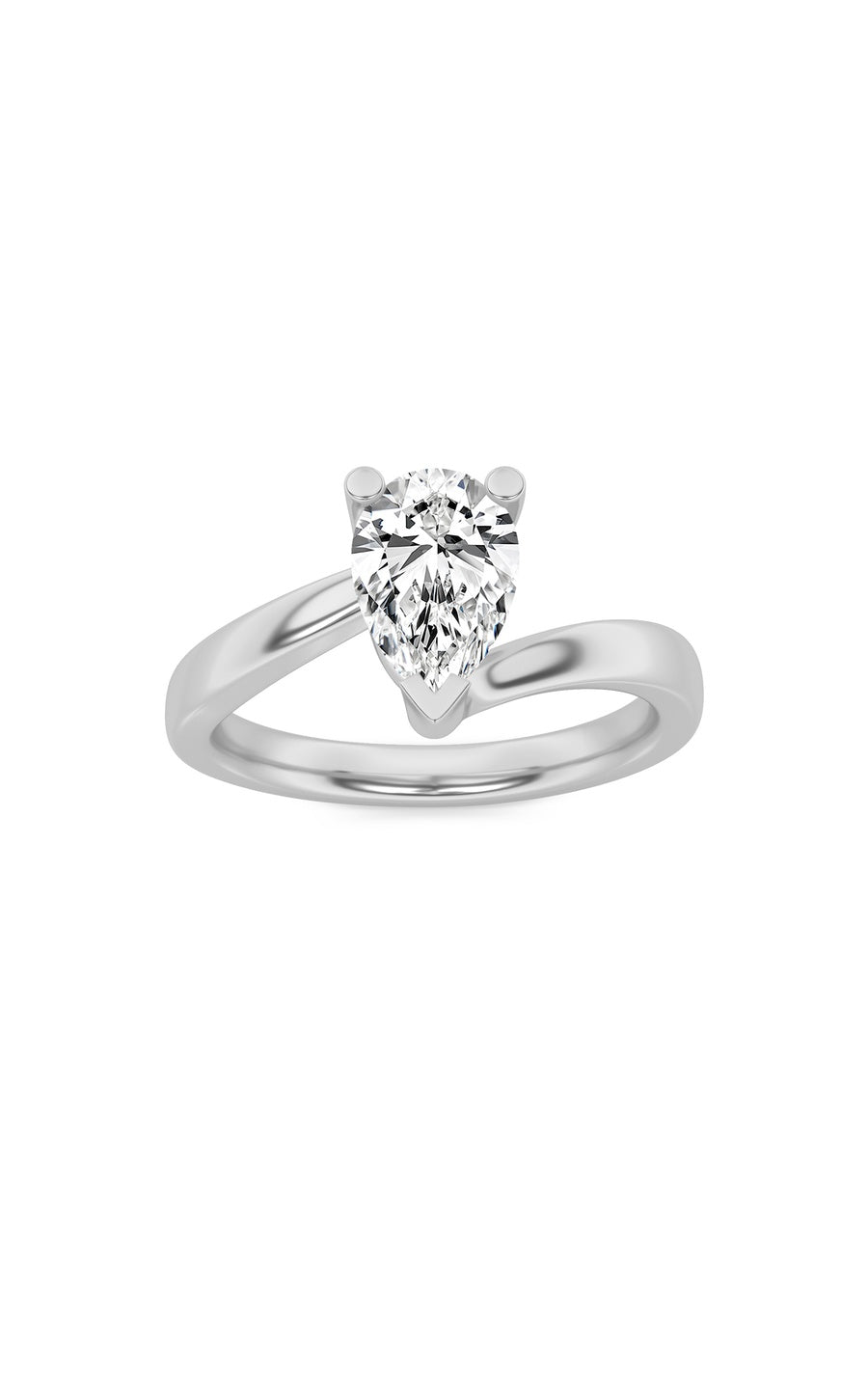 2Cttw Pear Shaped Lab Grown Diamond (F/VS) BypassShank Engagement Ring in 14K Gold