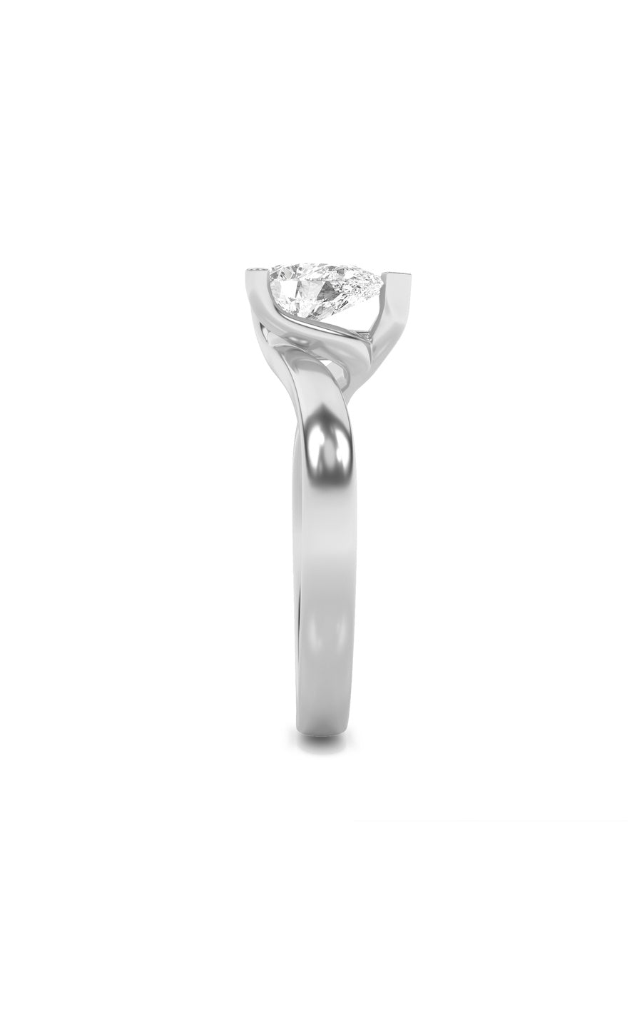 2Cttw Pear Shaped Lab Grown Diamond (F/VS) BypassShank Engagement Ring in 14K Gold