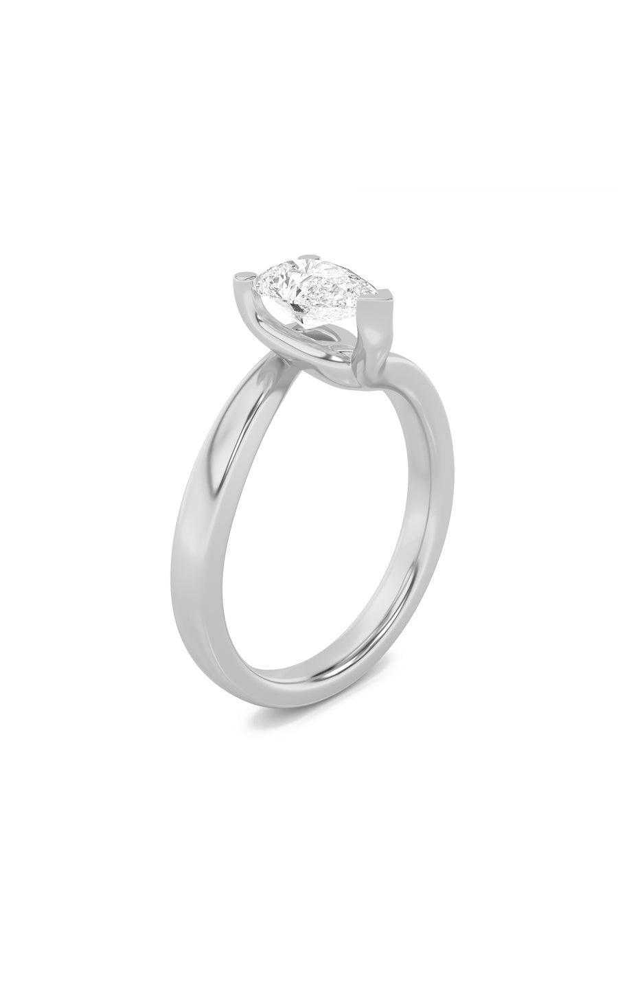 2Cttw Pear Shaped Lab Grown Diamond (F/VS) BypassShank Engagement Ring in 14K Gold