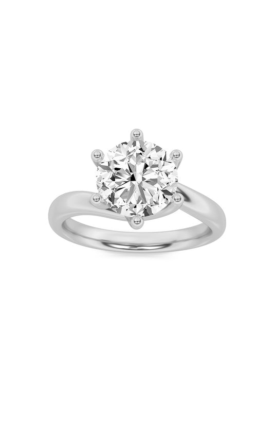 2Cttw Round Shaped Lab Grown Diamond (F/VS) BypassShank Engagement Ring in 14K Gold
