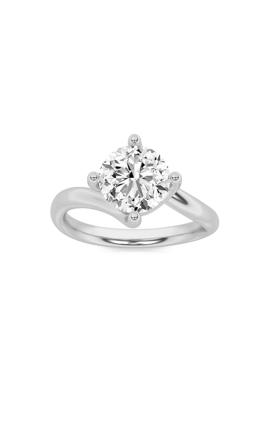 2Cttw Round Shaped Lab Grown Diamond (F/VS) BypassShank Engagement Ring in 14K Gold