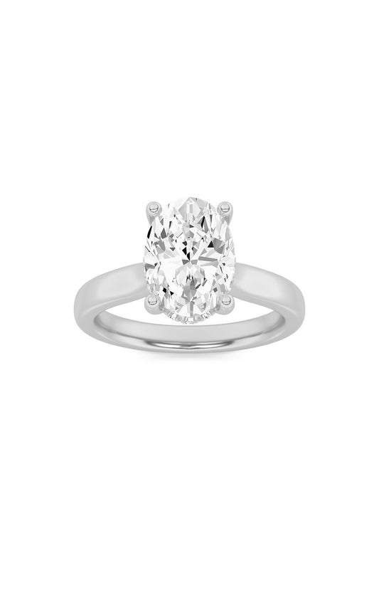 1.5Cttw Oval Shaped Lab Grown Diamond (F/VS) Hidden Halo Cathedral Shank Engagement Ring in 14K Gold