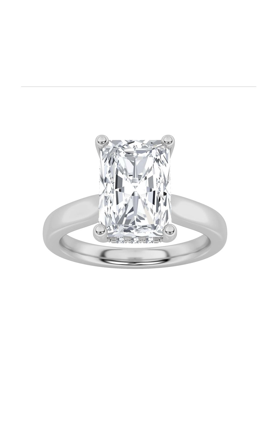 1Cttw Radiant Shaped Lab Grown Diamond (F/VS) Hidden Halo Cathedral Shank Engagement Ring in 14K Gold