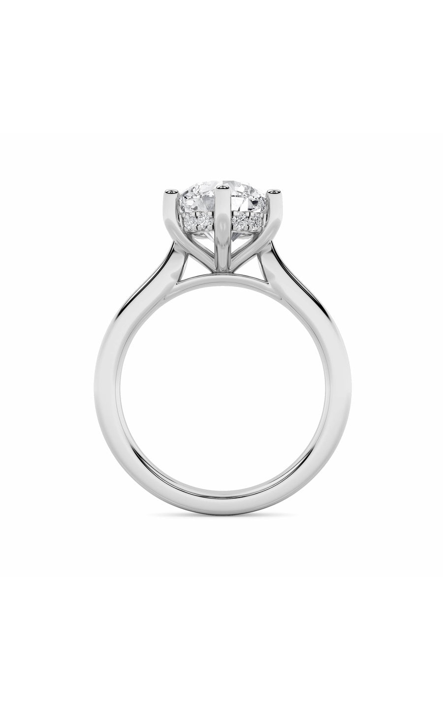1Cttw Round Shaped Lab Grown Diamond (F/VS) HiddenHalo Cathedral Shank Engagement Ring in 14K Gold