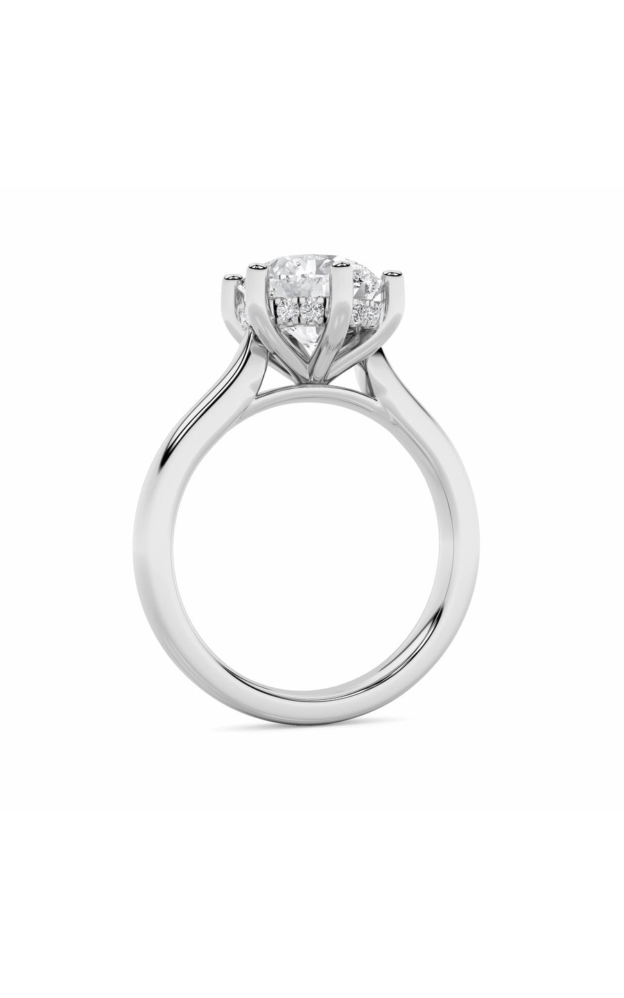 1Cttw Round Shaped Lab Grown Diamond (F/VS) HiddenHalo Cathedral Shank Engagement Ring in 14K Gold