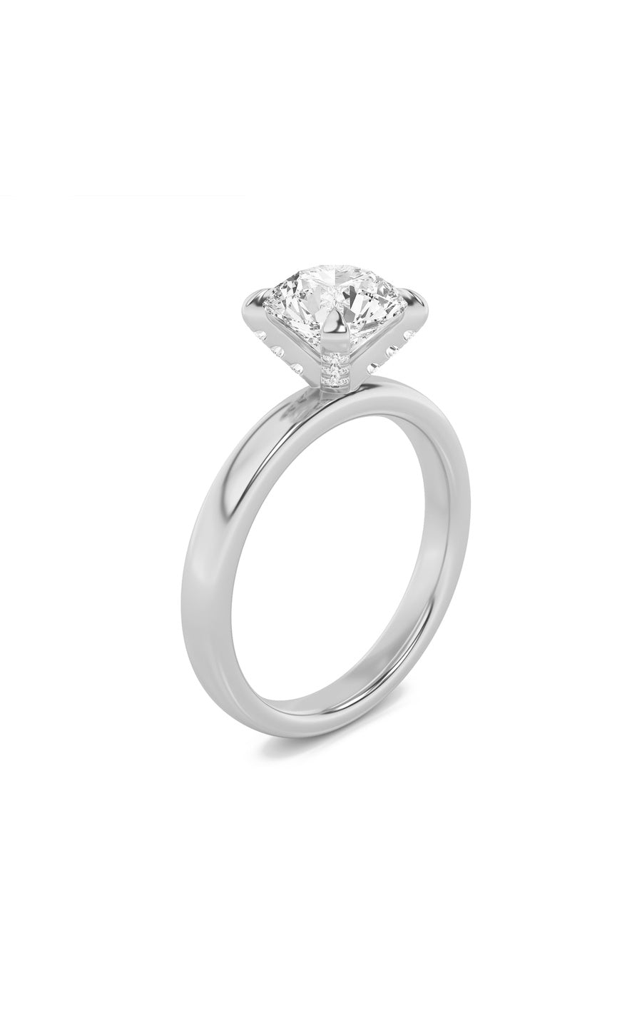 2Cttw Round Shaped Lab Grown Diamond (F/VS) HiddenHalo Petite Shank Ring in 14K Gold