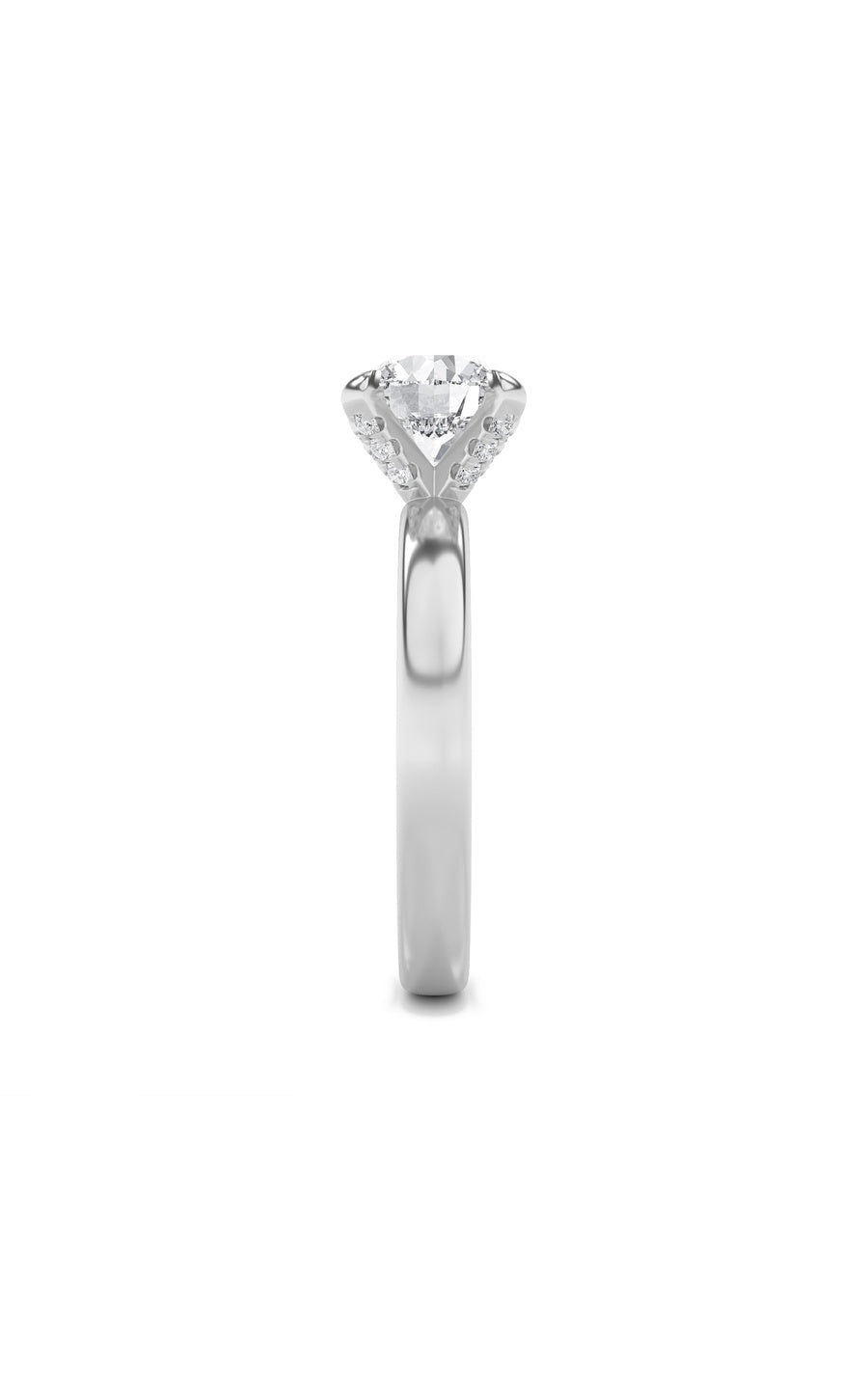 2Cttw Round Shaped Lab Grown Diamond (F/VS) HiddenHalo Petite Shank Ring in 14K Gold