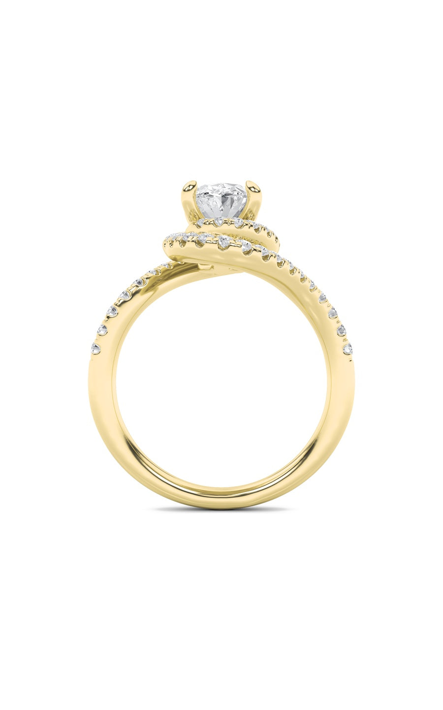 2Cttw Oval Shaped Lab Grown Diamond (F/VS) Swirl Accented Engagement Ring in 14K Gold