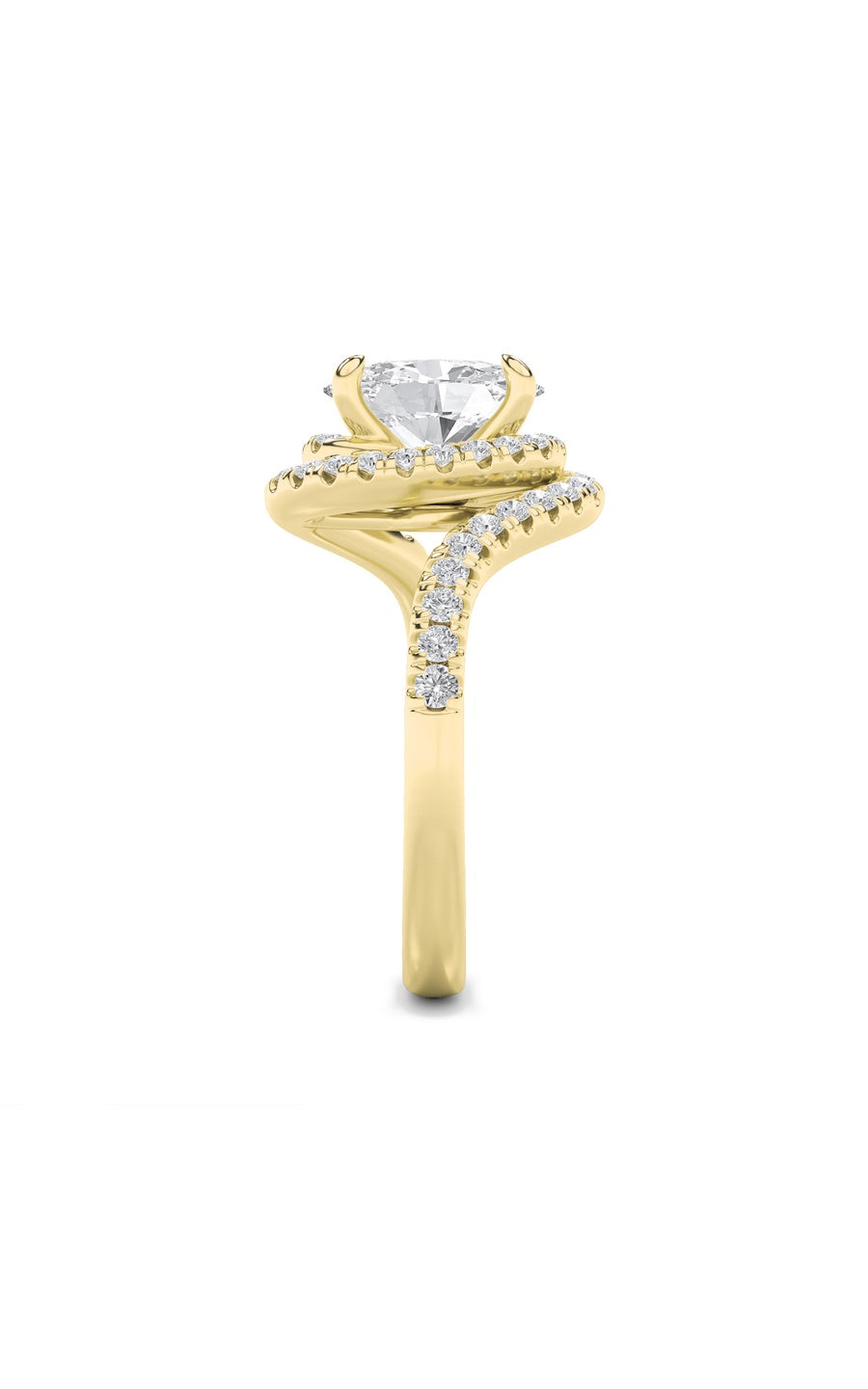 2Cttw Oval Shaped Lab Grown Diamond (F/VS) Swirl Accented Engagement Ring in 14K Gold