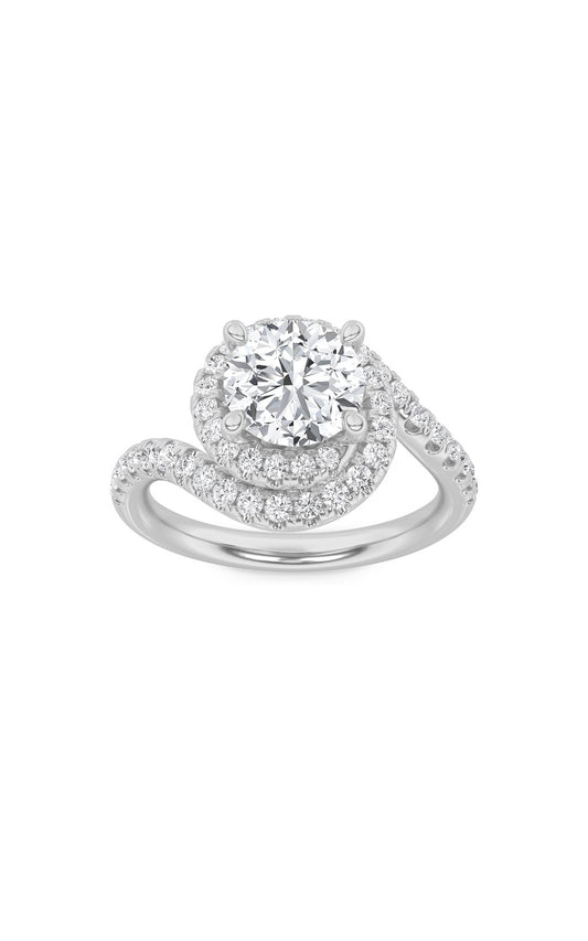 2Cttw Round Shaped Lab Grown Diamond (F/VS) SwirlAccented Engagement Ring in 14K Gold