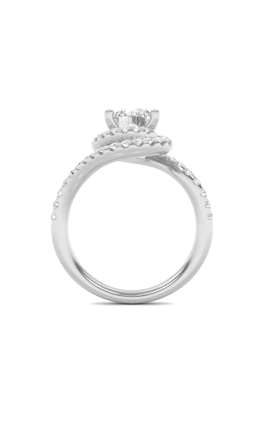 2Cttw Round Shaped Lab Grown Diamond (F/VS) SwirlAccented Engagement Ring in 14K Gold