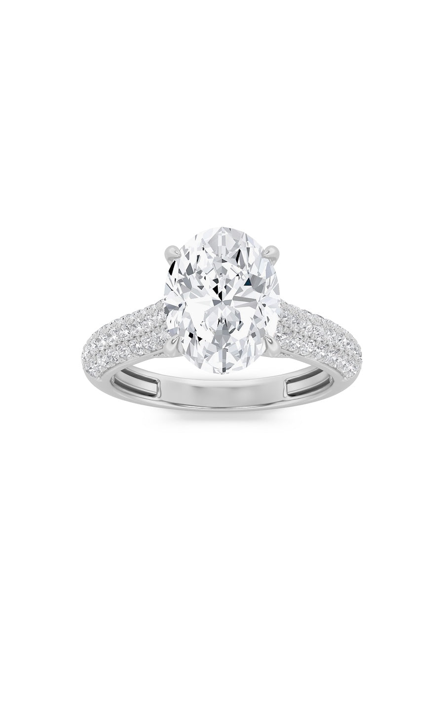 1.5Cttw Oval Shaped Lab Grown Diamond (F/VS) Hidden Halo Accented Engagement Ring in 14K Gold