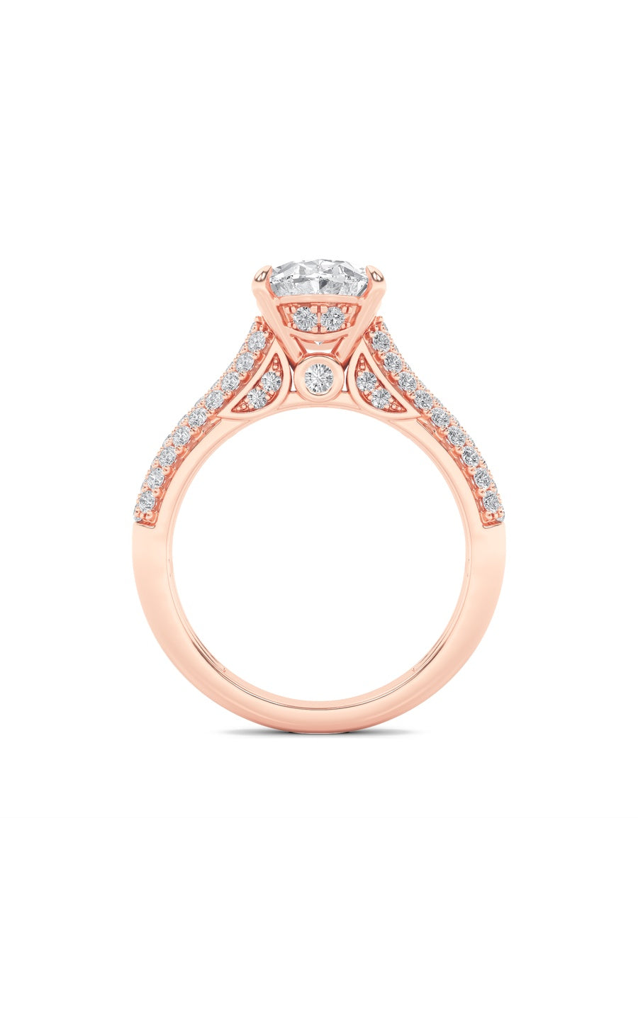 2.5Cttw Oval Shaped Lab Grown Diamond (F/VS) Hidden Halo Accented Engagement Ring in 14K Gold