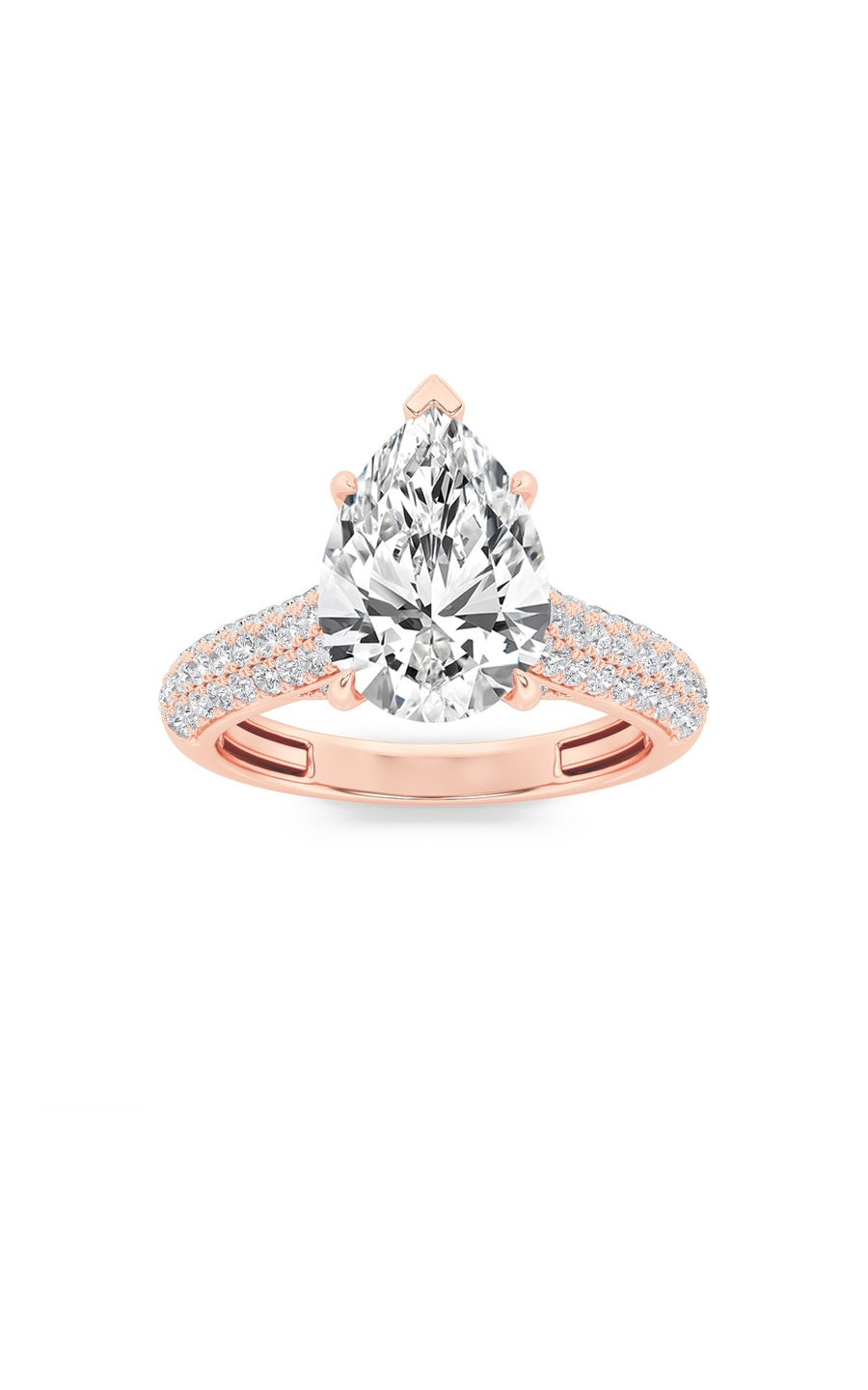 1.5Cttw Pear Shaped Lab Grown Diamond (F/VS) Hidden Halo Accented Engagement Ring in 14K Gold