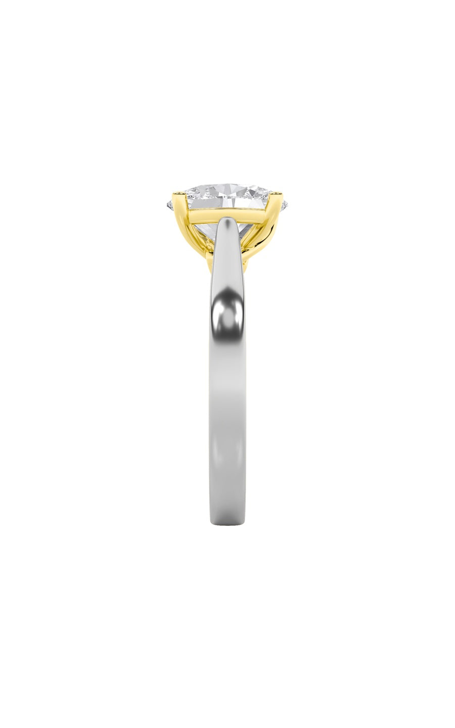 1Cttw Oval Shaped Lab Grown Diamond (F/VS) Two Tone Twisted Basket Cathedral Shank Solitaire Ring in14K Gold