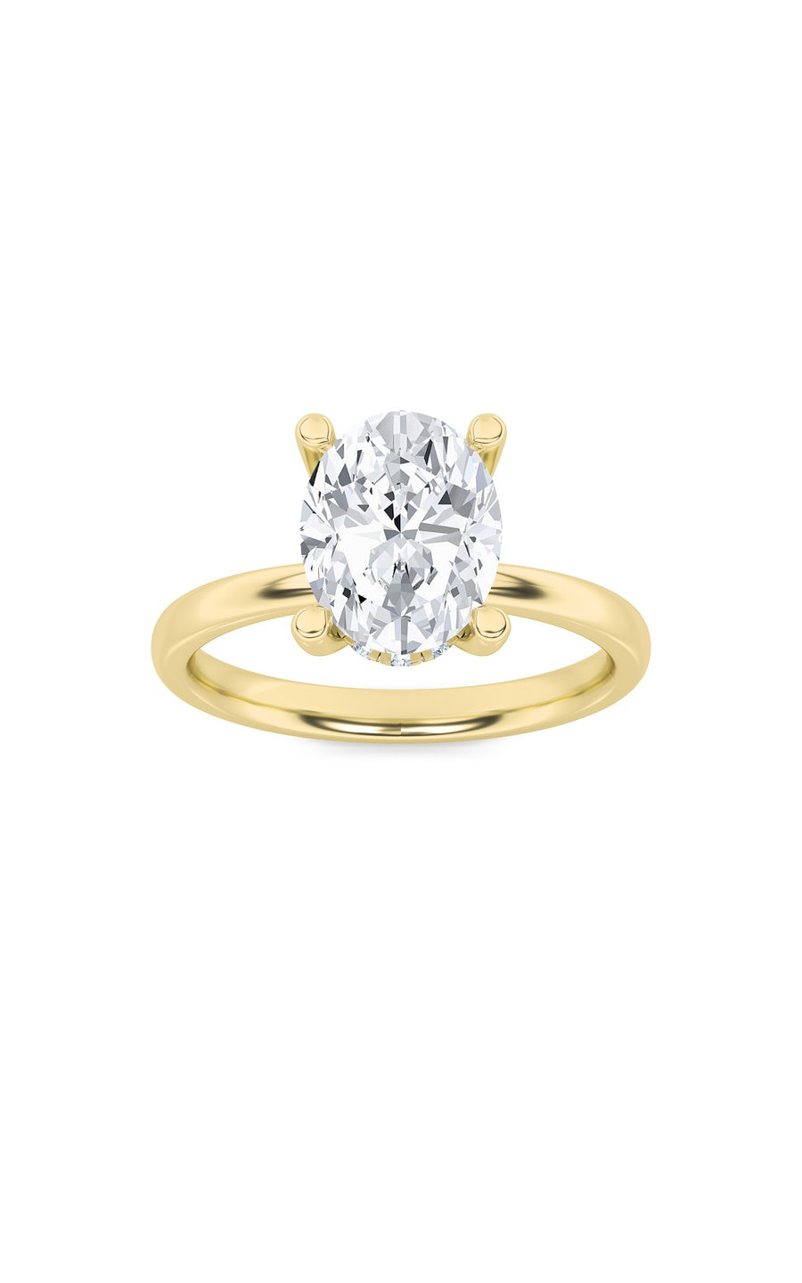 2Cttw Oval Shaped Lab Grown Diamond (F/VS) HiddenHalo Petite Shank Ring in 14K Gold