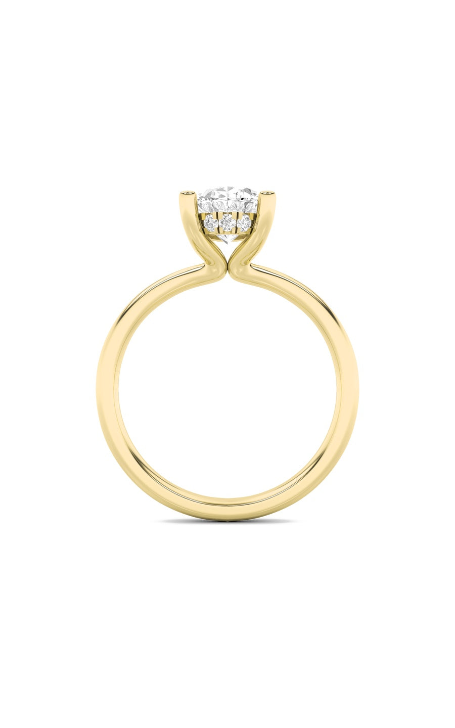 2Cttw Oval Shaped Lab Grown Diamond (F/VS) HiddenHalo Petite Shank Ring in 14K Gold