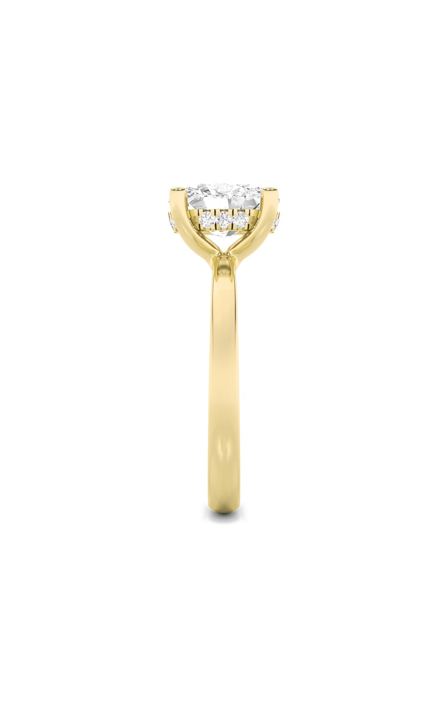 2Cttw Oval Shaped Lab Grown Diamond (F/VS) HiddenHalo Petite Shank Ring in 14K Gold