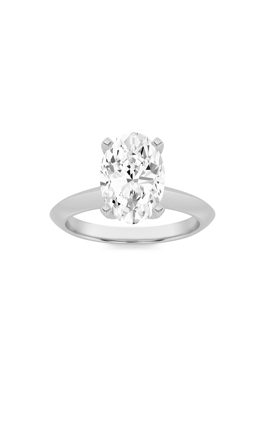 1Cttw Oval Shaped Lab Grown Diamond (F/VS) Knife Edge Shank Solitaire Engagement Ring in 14K Gold