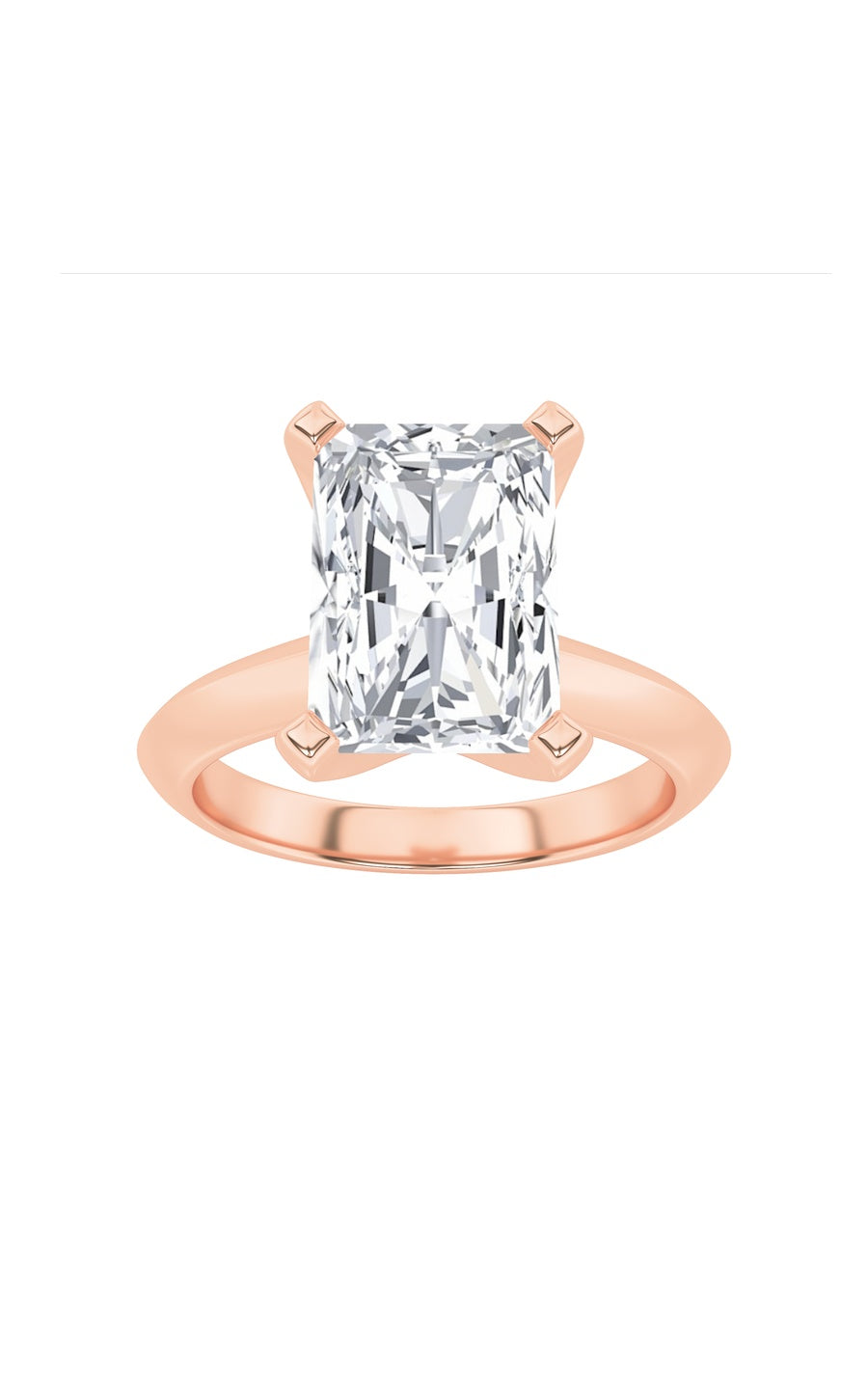 2Cttw Radiant Shaped Lab Grown Diamond (F/VS) Knife Edge Shank Solitaire Engagement Ring in 14K Gold
