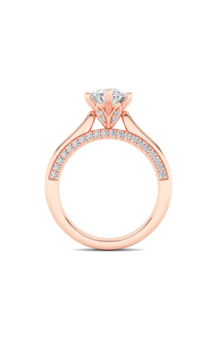 2Cttw Oval Shaped Lab Grown Diamond (F/VS) Tulip Motif Accented Engagement Ring in 14K Gold