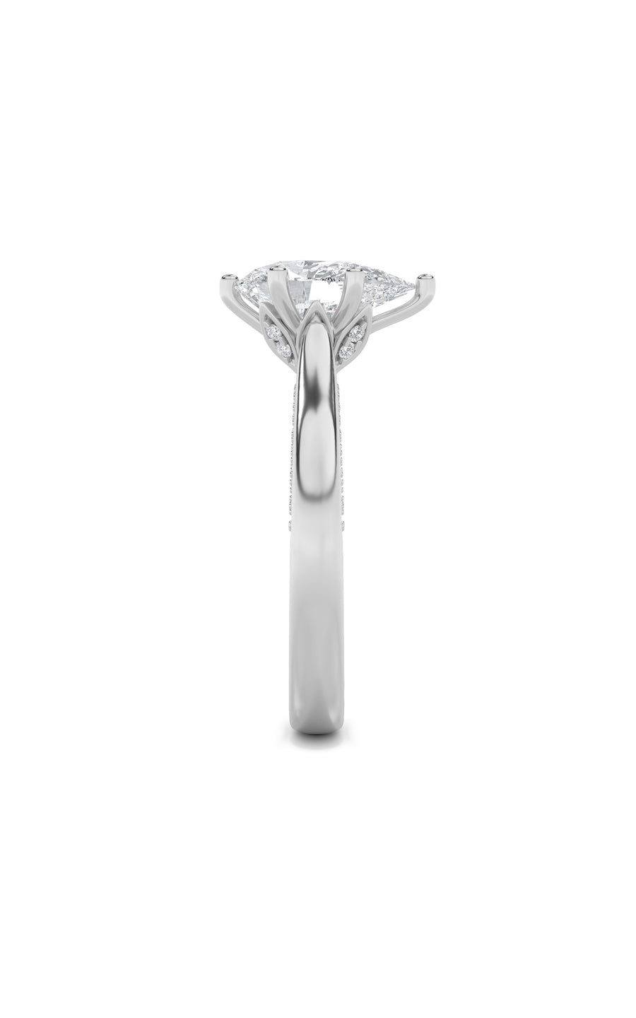 1.25Cttw Pear Shaped Lab Grown Diamond (F/VS) Tulip Motif Accented Engagement Ring in 14K Gold