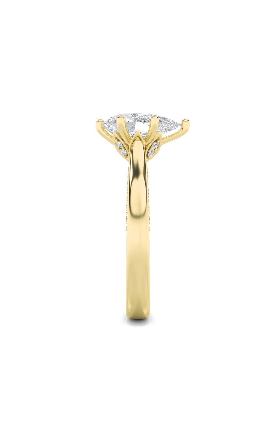 2Cttw Pear Shaped Lab Grown Diamond (F/VS) Tulip Motif Accented Engagement Ring in 14K Gold