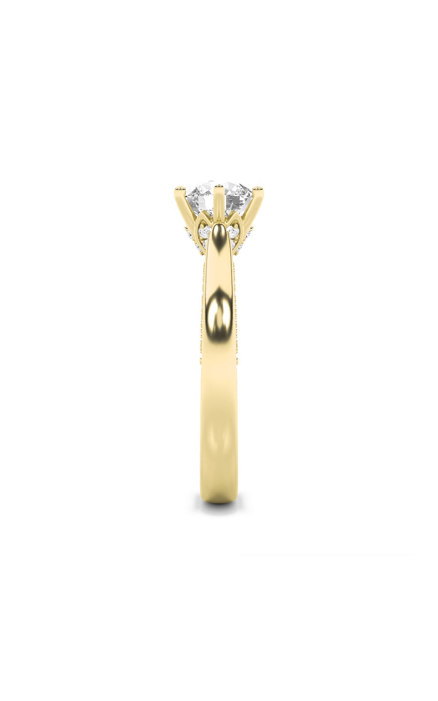 2Cttw Round Shaped Lab Grown Diamond (F/VS) TulipMotif Accented Engagement Ring in 14K Gold