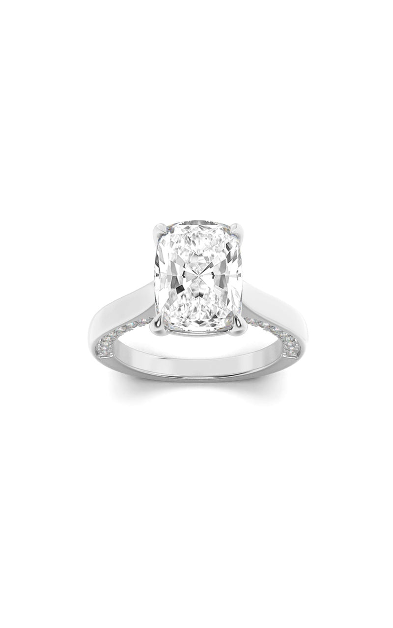 2.5Cttw Elongated Cushion Shaped Lab Grown Diamond (F/VS) Accented Bridge Shank Engagement Ring in 14K Gold