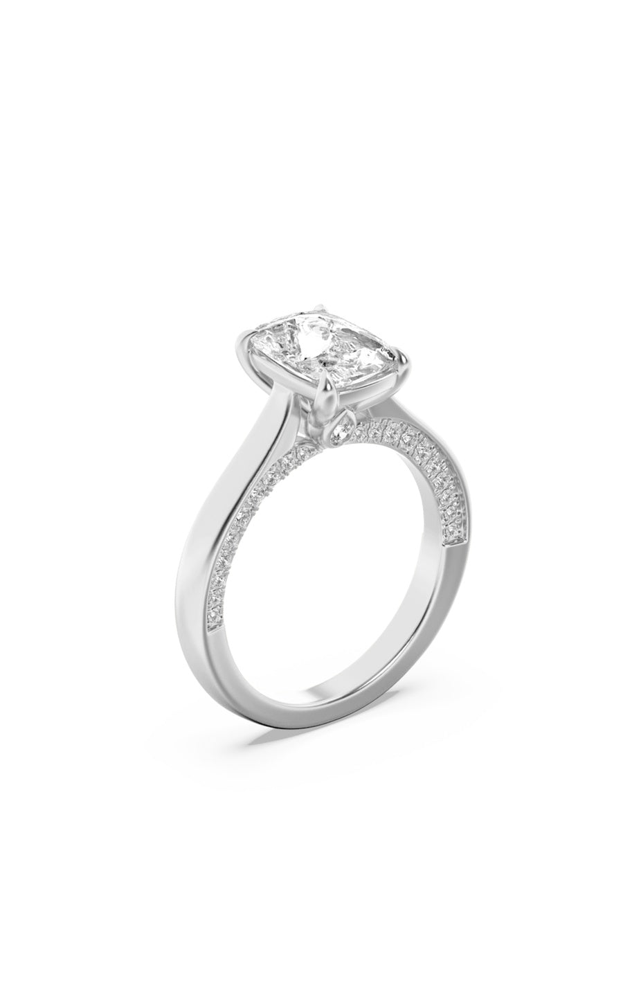 2.5Cttw Elongated Cushion Shaped Lab Grown Diamond(F/VS) Accented Bridge Shank Engagement Ring in 14K Gold