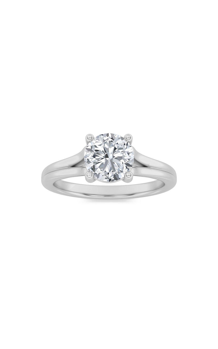 1Cttw Round Shaped Lab Grown Diamond (F/VS) SplitShank Solitaire Engagement Ring in 14K Gold