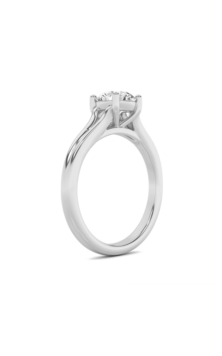 1Cttw Round Shaped Lab Grown Diamond (F/VS) SplitShank Solitaire Engagement Ring in 14K Gold