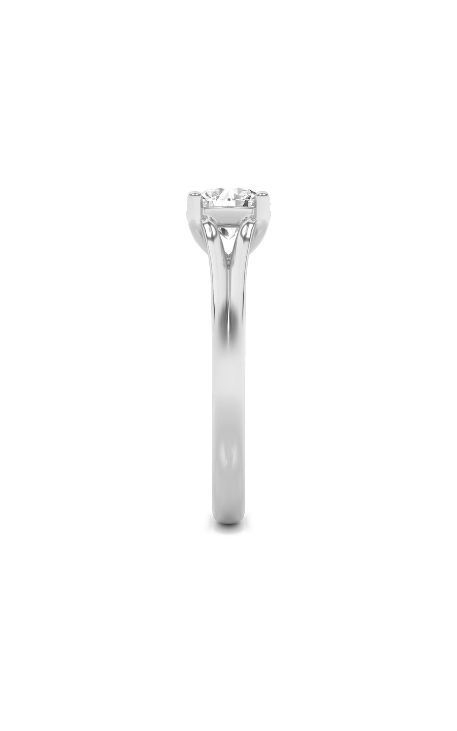 1Cttw Round Shaped Lab Grown Diamond (F/VS) SplitShank Solitaire Engagement Ring in 14K Gold