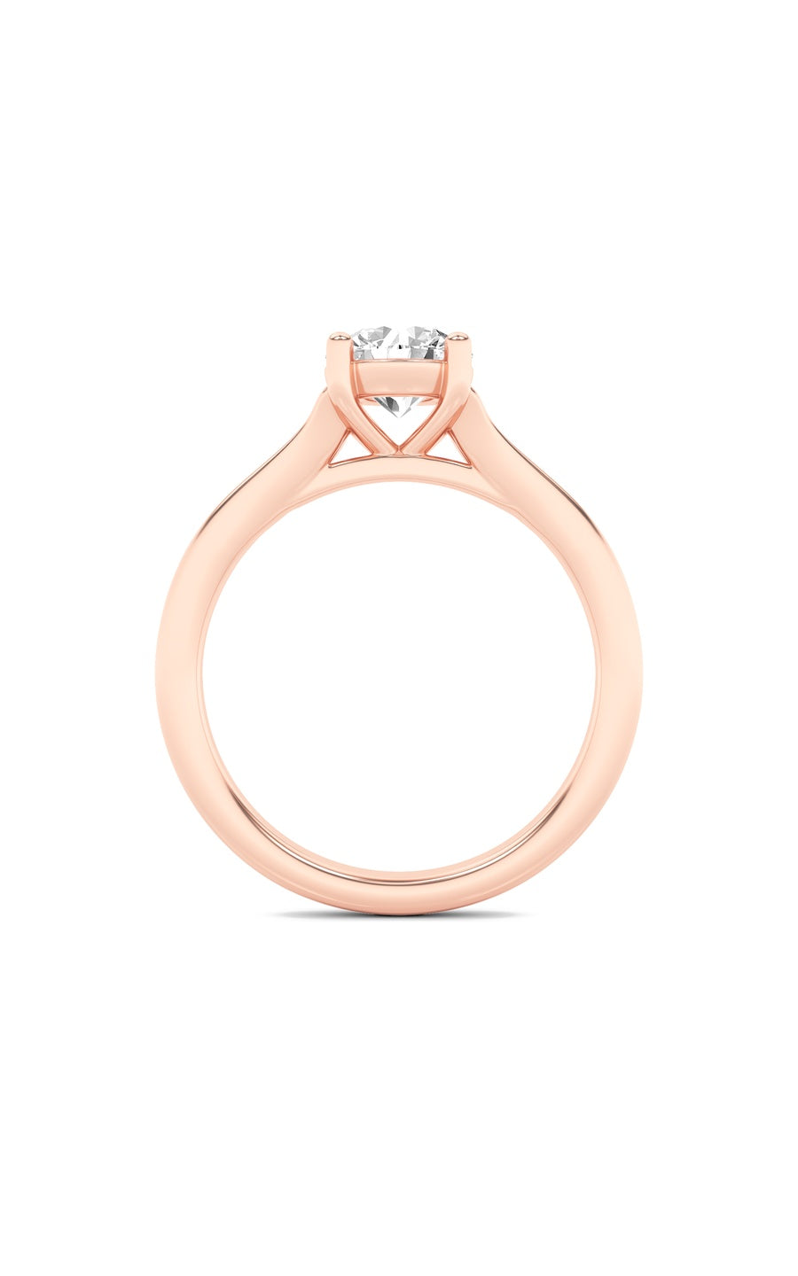 1Cttw Round Shaped Lab Grown Diamond (F/VS) SplitShank Solitaire Engagement Ring in 14K Gold