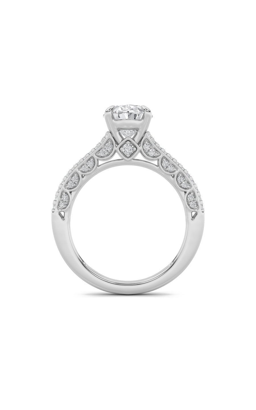 2Cttw Oval Shaped Lab Grown Diamond (F/VS) Split Shank Accented Engagement Ring in 14K Gold