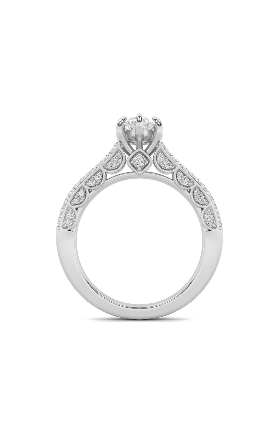 2Cttw Pear Shaped Lab Grown Diamond (F/VS) Split Shank Accented Engagement Ring in 14K Gold
