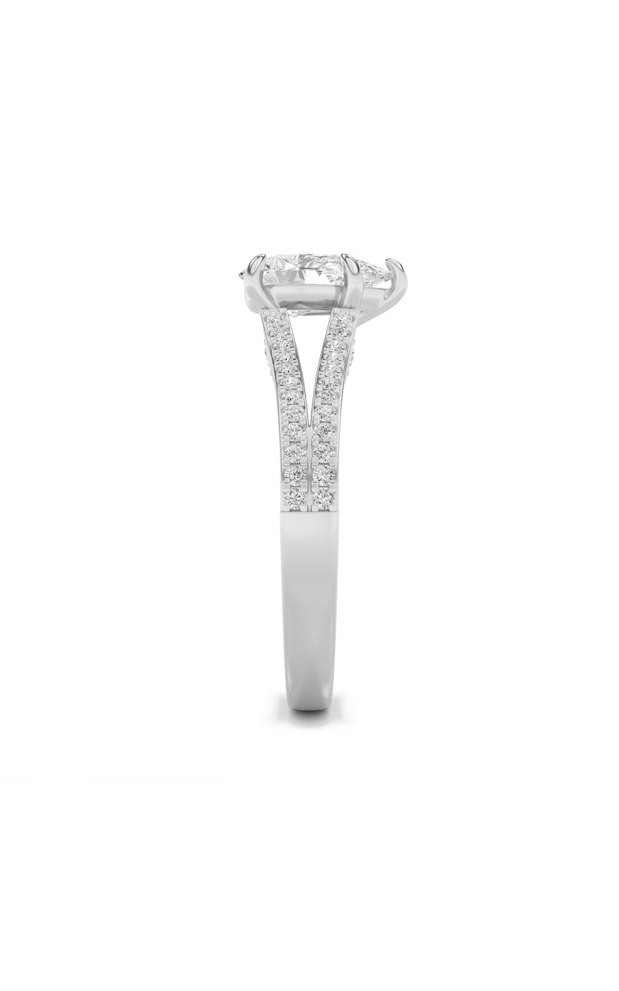 2Cttw Pear Shaped Lab Grown Diamond (F/VS) Split Shank Accented Engagement Ring in 14K Gold