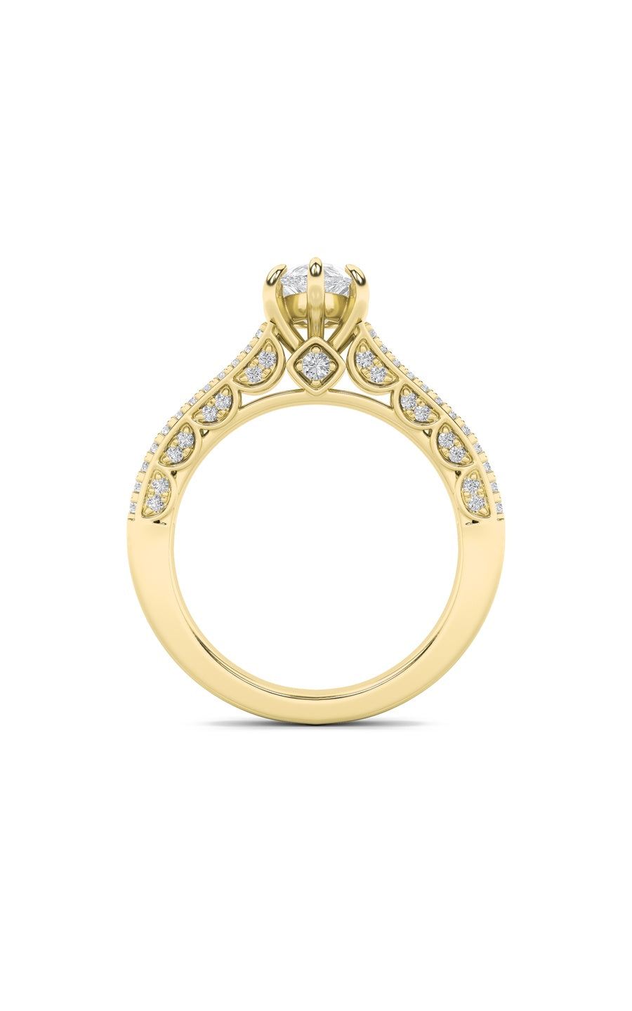 2Cttw Pear Shaped Lab Grown Diamond (F/VS) Split Shank Accented Engagement Ring in 14K Gold