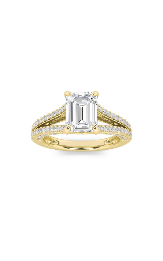 2Cttw Radiant Shaped Lab Grown Diamond (F/VS) Split Shank Accented Engagement Ring in 14K Gold