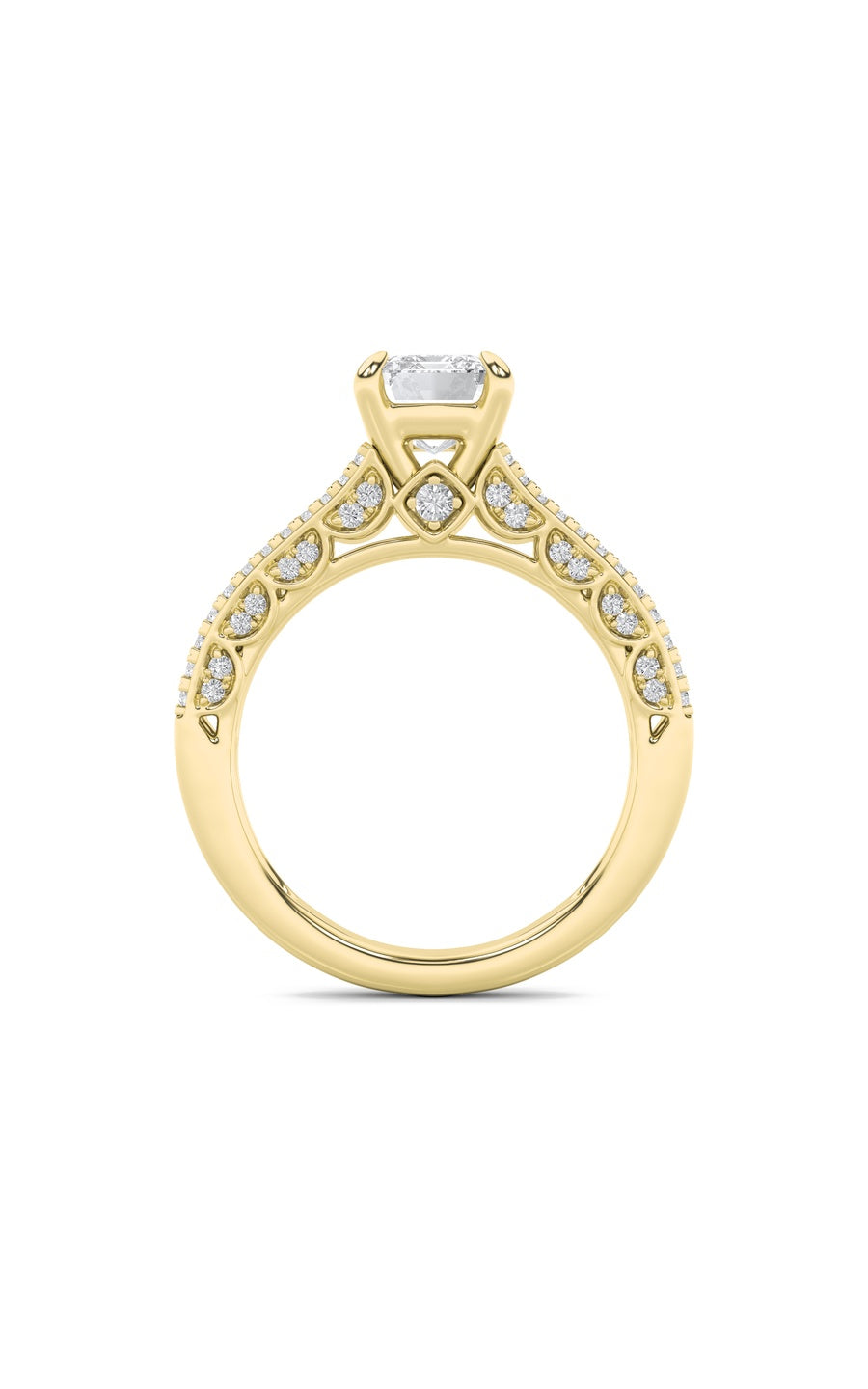 2Cttw Radiant Shaped Lab Grown Diamond (F/VS) Split Shank Accented Engagement Ring in 14K Gold