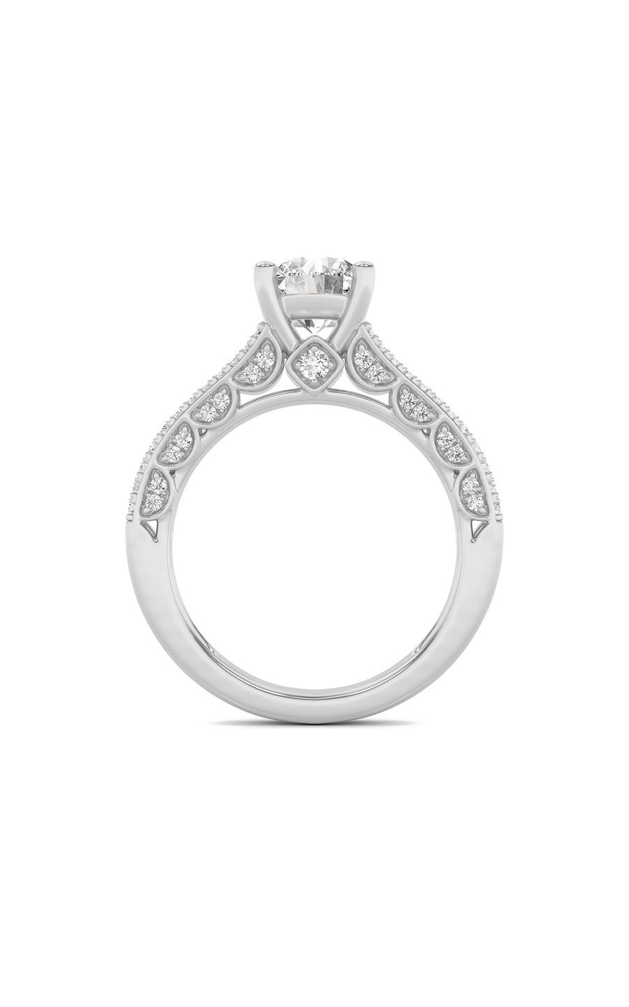2Cttw Round Shaped Lab Grown Diamond (F/VS) SplitShank Accented Engagement Ring in 14K Gold